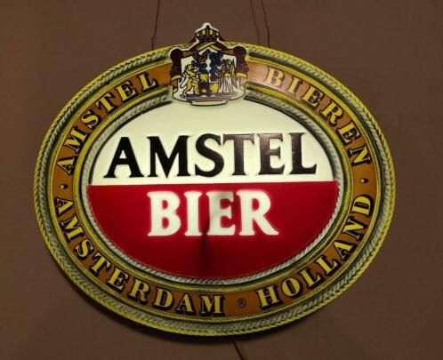 Vintage Amstel lichtbak met het oude logo en verlichting
