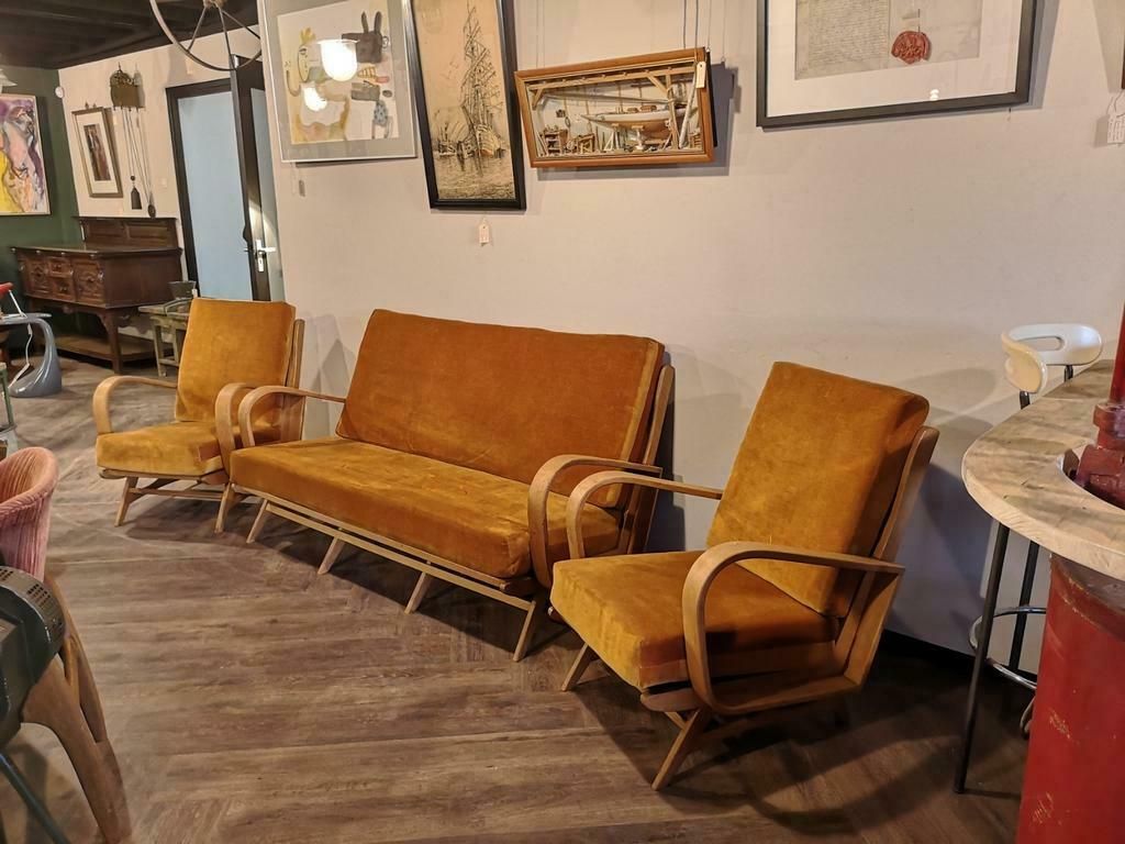 Vintage bank lounge set uit de jaren 1950 geheel origineel