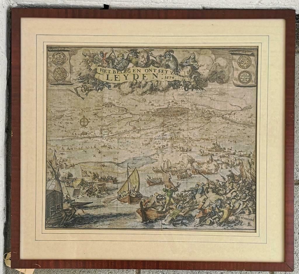 Antieke kopergravure Leiden ontset 1690 Romeyn de Hooghe