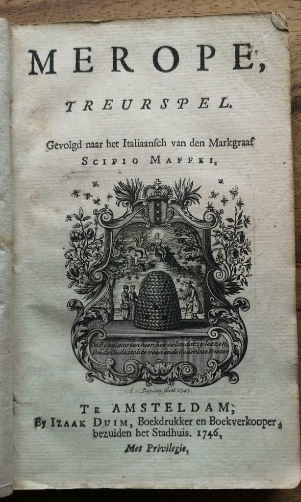 Merope Treurspel Scipio Maffei Amsterdam Izaak Duim 1746