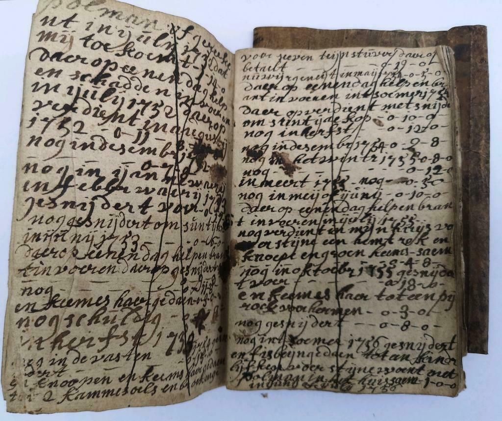 Antiek uit 1730 - 1740  zakboekje manuscript in perkament 18e eeuw