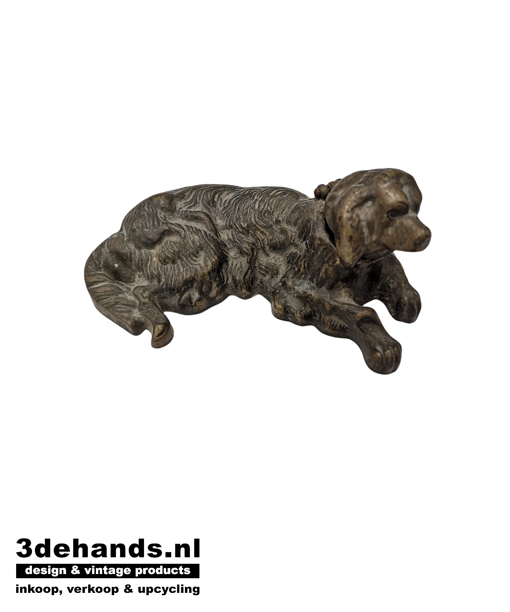 Vintage Art Deco brons inktpotje hond