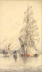 Johannes Petrus Molenaar Zeilschip in Rotterdamse haven