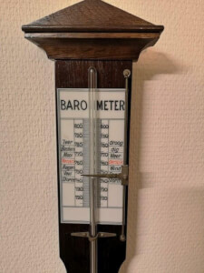 Oud Hollandse kwik barometer 100cm lang Art Deco stijl