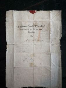 1787 Brief / manuscript A.A. Van Tets van Goudriaan, watermerk lakzegel